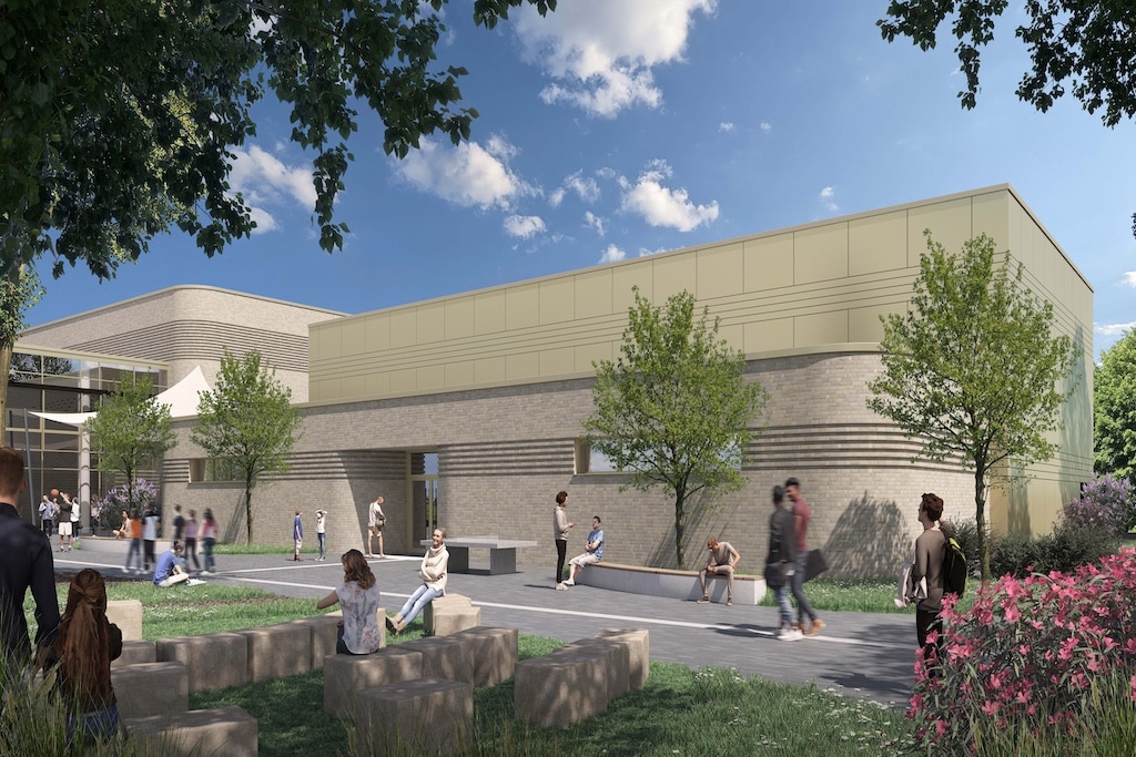 Der Rat der Landeshauptstadt hat in seiner Sitzung am Donnerstag, 12. Dezember 2024, den Bau einer Einfeldsporthalle an der Theodor-Litt-Realschule beschlossen,(c)Architekturbüro Assmann Der Rat der Landeshauptstadt hat in seiner Sitzung am Donnerstag, 12. Dezember 2024, den Bau einer Einfeldsporthalle an der Theodor-Litt-Realschule beschlossen,(c)Architekturbüro Assmann<br />