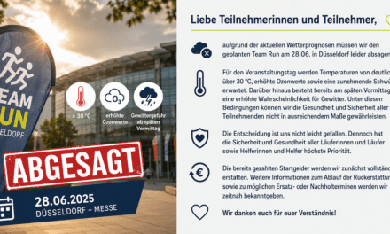 Team Run in Düsseldorf abgesagt – Hitze und Gewitter machen Lauf unmöglich